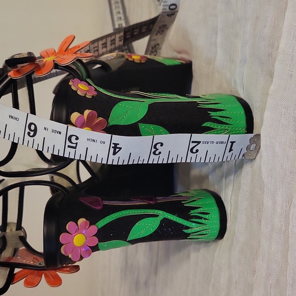 Platform heeled shoes size 6 medium mushrooms flowers Halloween - Picture 6 of 16
